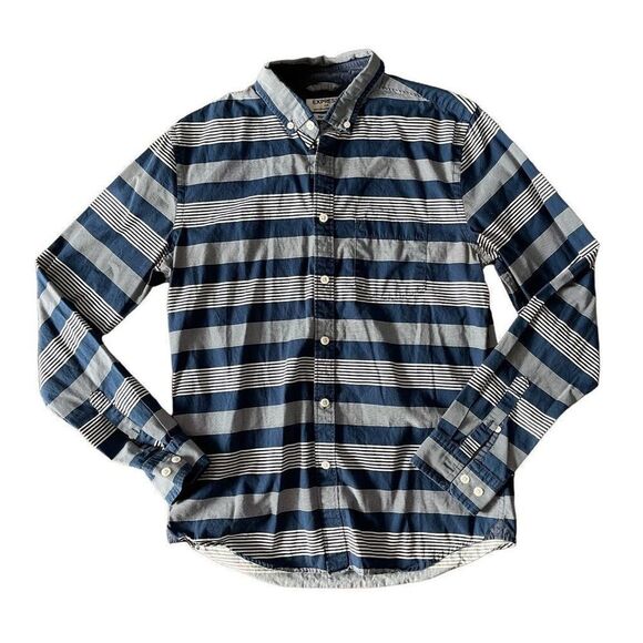 Express Mens Soft Wash Button Up Long Sleeve Dress Shirt - Picture 1 of 4